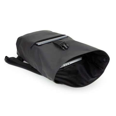 PORTLAND. PU roll top ranac sa džepom za laptop od 16" - Crna