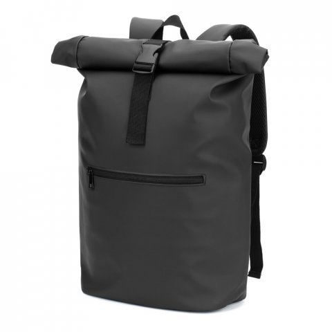 PORTLAND. PU roll top ranac sa džepom za laptop od 16" - Crna