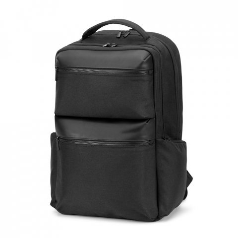 COPENHAGEN. Sac &agrave; dos en serg&eacute; recycl&eacute; et d&eacute;perlant avec deux grandes poches avant 17.3" - Noir