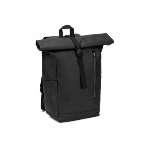 OSASCO BPACK. Rulleryggsekk med glidel&aring;ssystem som gj&oslash;r at toppen kan rulles opp for &aring; passe til ryggsekkens volum, laget av 600D resirkulert polyester - Svart