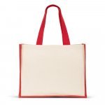 HELSINQUE COLOUR. Platnena torba (320 g/m&sup2;) s dnom i bočnim dijelovima od laminirane jute (350 g/m&sup2;) u boji - Crvena