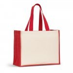 HELSINQUE COLOUR. Platnena torba (320 g/m&sup2;) s dnom i bočnim dijelovima od laminirane jute (350 g/m&sup2;) u boji - Crvena