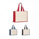 HELSINQUE COLOUR. Platnena torba (320 g/m&sup2;) s dnom i bočnim dijelovima od laminirane jute (350 g/m&sup2;) u boji