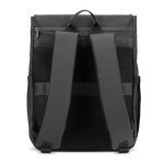 AZORES BAG. Batoh na notebook z PU (16"), s klopou zakr&yacute;vaj&iacute;c&iacute; v&scaron;echny přihr&aacute;dky - Čern&aacute;