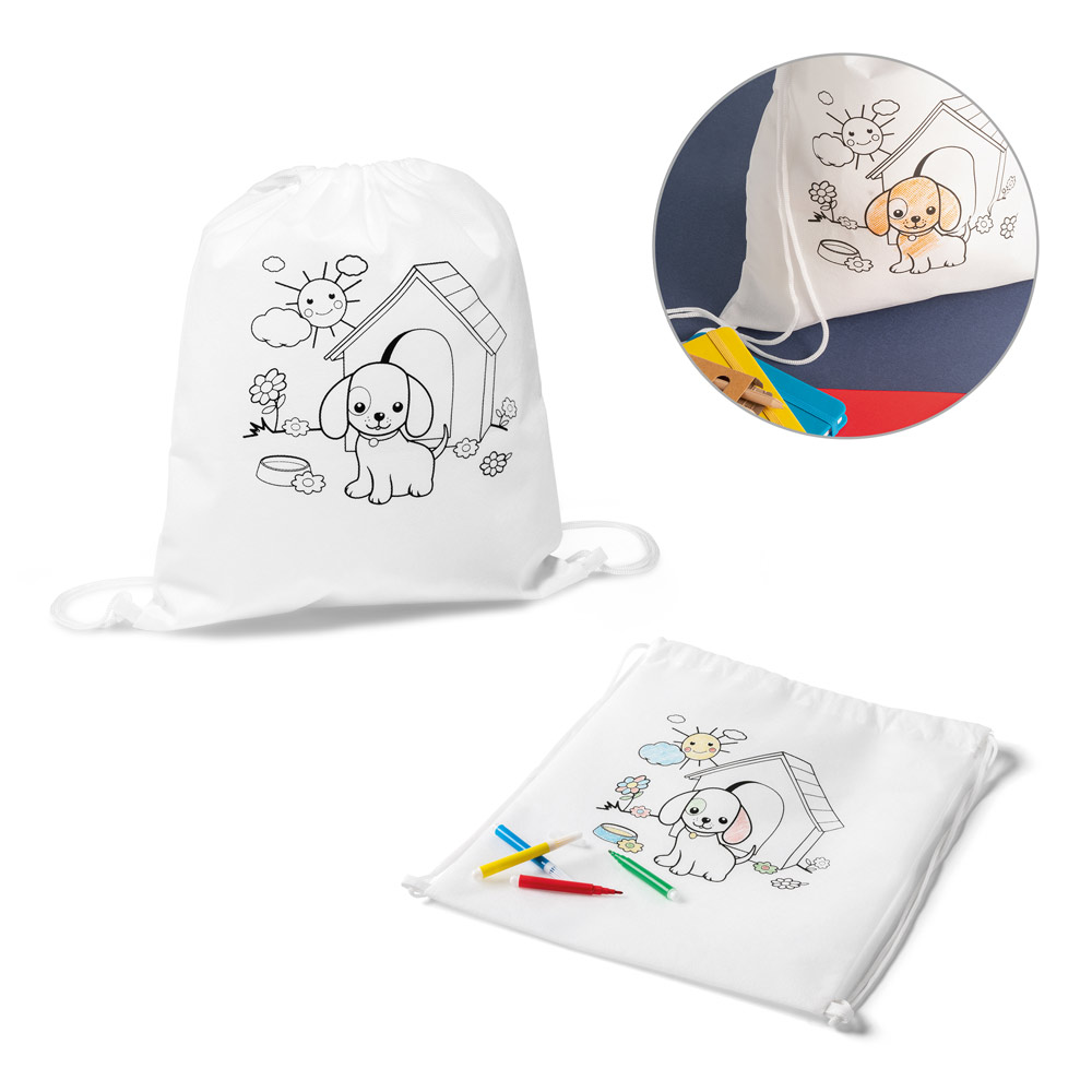 DRAWS. Zaino a sacca con disegno da colorare (80 g/m²)