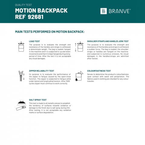 MOTION BACKPACK. Mochila de  sarga de poli&eacute;ster 600D y PU