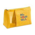 ANNIE. Necessaire em microfibra e rede - Amarelo