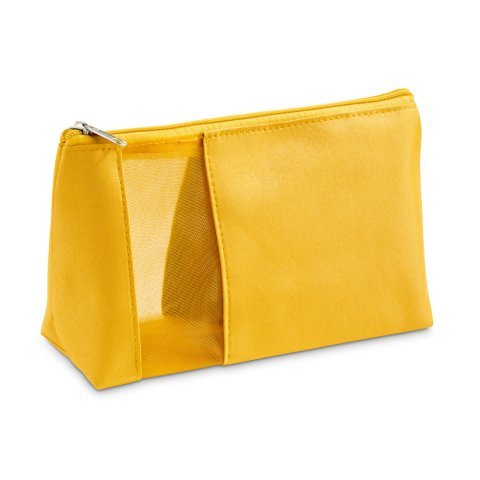 ANNIE. Necessaire em microfibra e rede - Amarelo