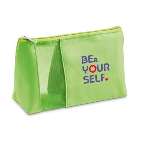 ANNIE. Necessaire em microfibra e rede - Verde claro