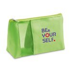 ANNIE. Necessaire em microfibra e rede - Verde claro