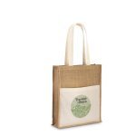 BRAGA. Sac en jute (240 g/m&sup2;) avec pochette 100% coton (140 g/m&sup2;)