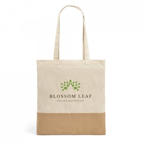 MERCAT. bomulds taske 100% bimuld (160 g/m&sup2;) med imiteret jute detalje - Naturlig