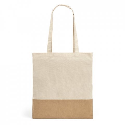 MERCAT. bomulds taske 100% bimuld (160 g/m&sup2;) med imiteret jute detalje - Naturlig