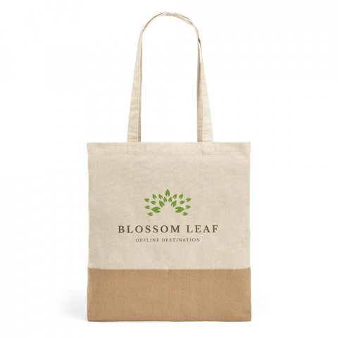 MERCAT. bomulds taske 100% bimuld (160 g/m&sup2;) med imiteret jute detalje - Naturlig