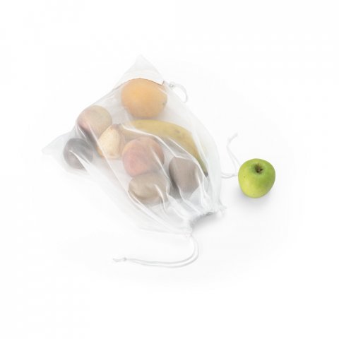 BOLZANO. Sac pliable en maille et polyester recycl&eacute; 190T (100% rPET) - Blanc