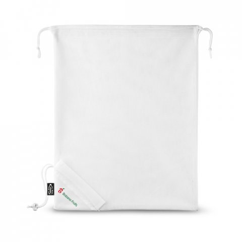 BOLZANO. Sac pliable en maille et polyester recycl&eacute; 190T (100% rPET) - Blanc