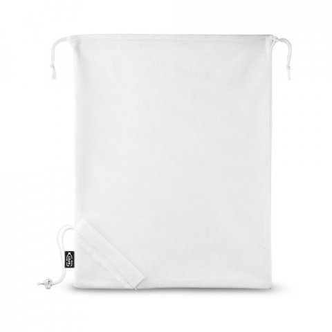 BOLZANO. Sac pliable en maille et polyester recycl&eacute; 190T (100% rPET) - Blanc