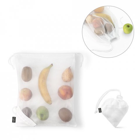 BOLZANO. Sac pliable en maille et polyester recycl&eacute; 190T (100% rPET)