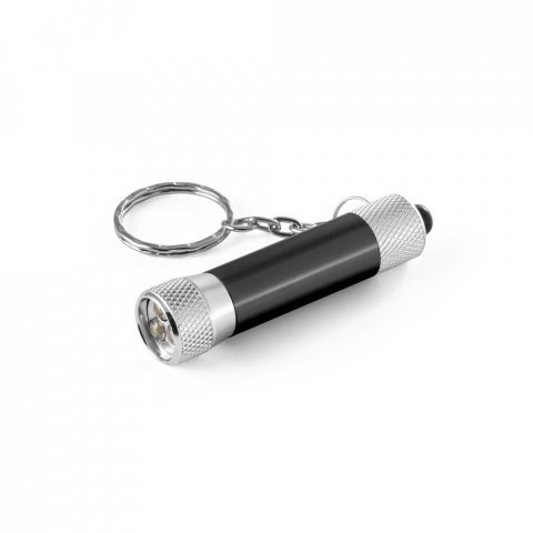 LERGAN. Llavero de aluminio con linterna de 3 LED - Negro