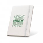 MILKY. Bloc-notes A5 avec couverture rigide en papier 100 % recycl&eacute; - Blanc