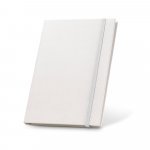 MILKY. Bloc-notes A5 avec couverture rigide en papier 100 % recycl&eacute; - Blanc