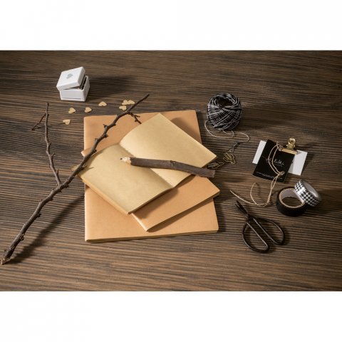 ALCOTT A4. A4 notepad with Kraft paper cover (250 g/m&sup2;) and plain pages