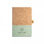 KLEE. Bloco de notas A5 em corti&ccedil;a e linho com folhas pautadas - Verde claro