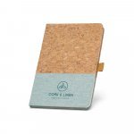 KLEE. Bloco de notas A5 em corti&ccedil;a e linho com folhas pautadas - Azul claro