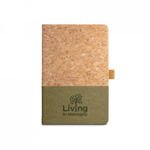 KLEE. Bloco de notas A5 em corti&ccedil;a e linho com folhas pautadas - Verde escuro