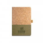 KLEE. Bloco de notas A5 em corti&ccedil;a e linho com folhas pautadas - Verde escuro