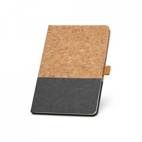 KLEE. Bloco de notas A5 em corti&ccedil;a e linho com folhas pautadas - Cinzento escuro