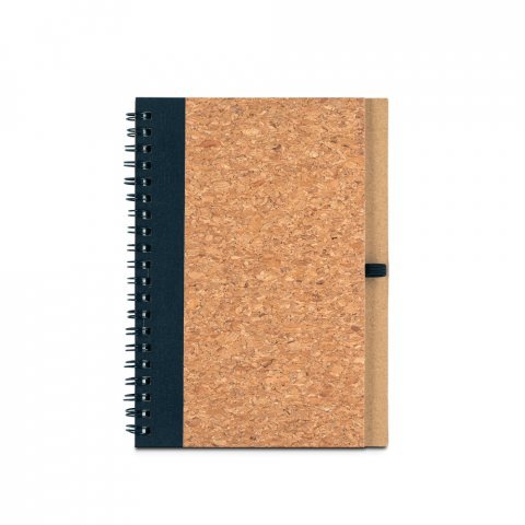 VICENTE. B6 notebook in cork and recycled polyester (100% rPET) with ballpoint pen - Black