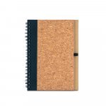 VICENTE. B6 notebook in cork and recycled polyester (100% rPET) with ballpoint pen - Black