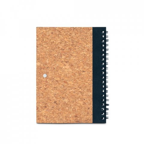 VICENTE. B6 notebook in cork and recycled polyester (100% rPET) with ballpoint pen - Black