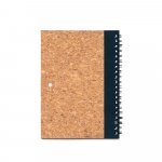VICENTE. B6 notebook in cork and recycled polyester (100% rPET) with ballpoint pen - Black