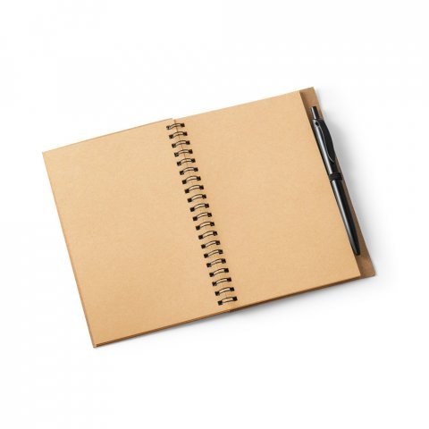 VICENTE. B6 notebook in cork and recycled polyester (100% rPET) with ballpoint pen - Black