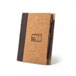 VICENTE. B6 notebook in cork and recycled polyester (100% rPET) with ballpoint pen - Black