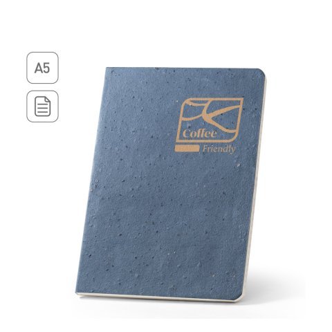 COFFEEPAD SEMI-RIGID. Pozn&aacute;mkov&yacute; blok A5 s polopevn&yacute;m obalom vyroben&yacute; z odpadu k&aacute;vov&yacute;ch &scaron;upiek (65%)