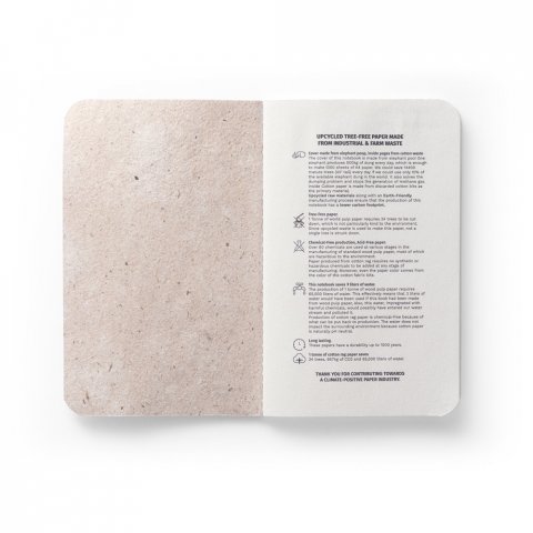 ORGANIC SOFT. Blocnotes A6 cu copertă flexibilă realizată din materie organică de elefant (80%) - Natural deschis