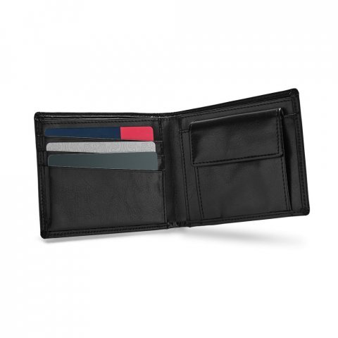 AFFLECK. Leather wallet with RFID blocking for 9 cards - Black