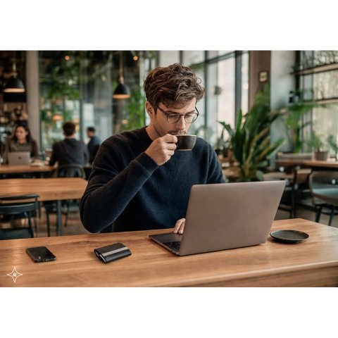 LONE. Dobbel kortholder i metall og PU