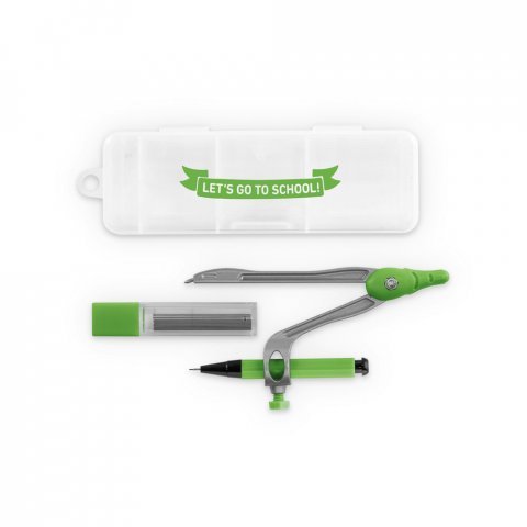 GEOM. Geometriskolesett i PP-etui - Lys gr&oslash;nn 