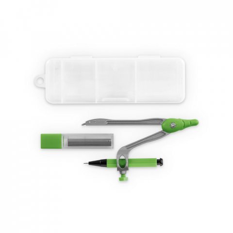 GEOM. Geometriskolesett i PP-etui - Lys gr&oslash;nn 