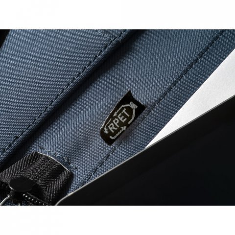 EMERGE FOLDER. A4 map in gerecycled polyester (100% rPET) 300D met rits - Blauw