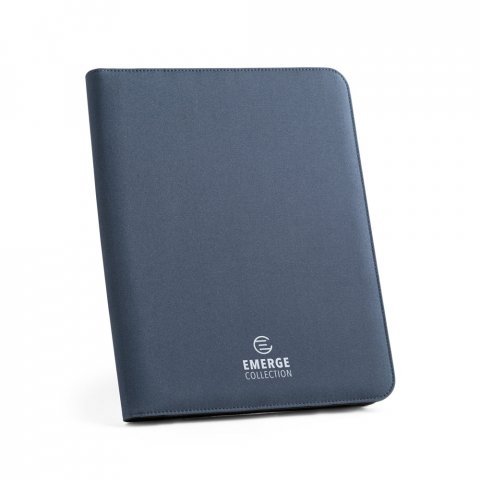 EMERGE FOLDER. A4 map in gerecycled polyester (100% rPET) 300D met rits - Blauw
