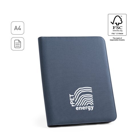 EMERGE FOLDER. A4-mapp i &aring;tervunnen polyester (100% rPET) 300D med dragkedja