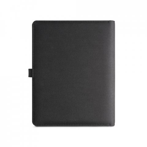 EMERGE A5 FOLDER II. Mapa A5 din 300D poliester reciclat (100% rPET) cu &icirc;ncărcător wireless &icirc;ncorporat