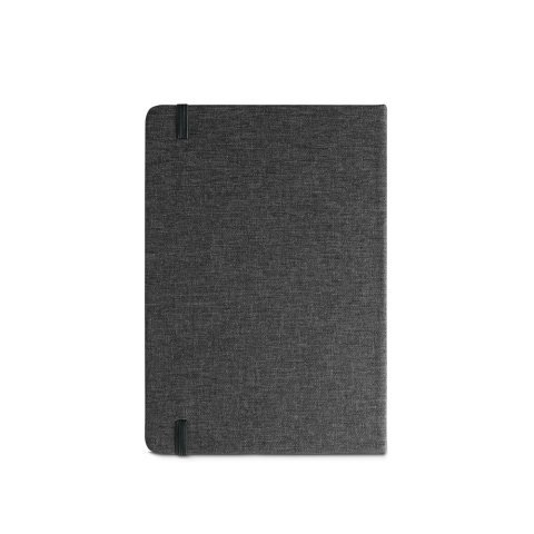 M&Aacute;RQUEZ. Cahier A5 &agrave; couverture rigide fabriqu&eacute;e &agrave; partir de tissu PET 100% recycl&eacute;, avec des pages lign&eacute;es en papier recycl&eacute; - Noir