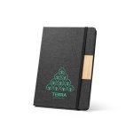 M&Aacute;RQUEZ. Cahier A5 &agrave; couverture rigide fabriqu&eacute;e &agrave; partir de tissu PET 100% recycl&eacute;, avec des pages lign&eacute;es en papier recycl&eacute; - Noir