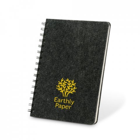 MISHIMA. A5 bilježnica s polutvrdim koricama od recikliranog pusta (100% rPET) s prstenovima i crtanim stranicama - Tamno siva